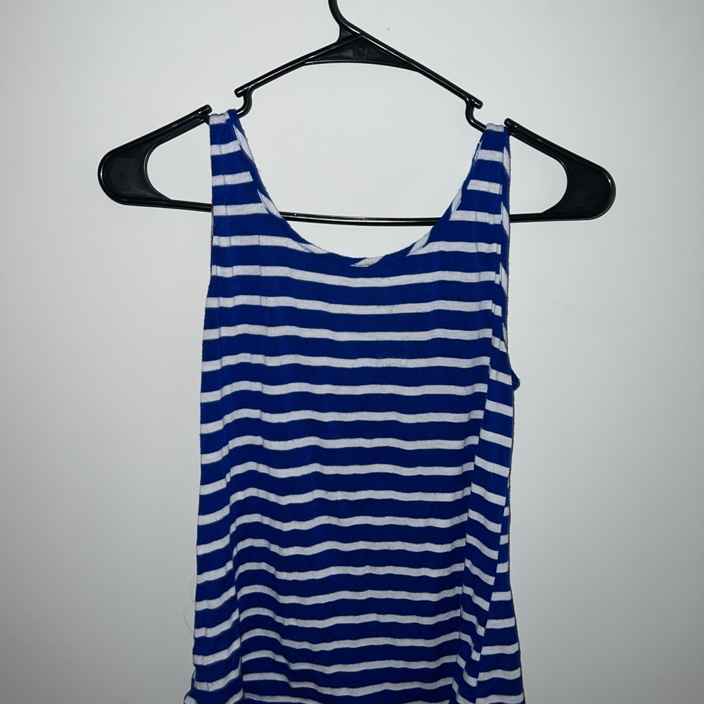 blue and white tank top
